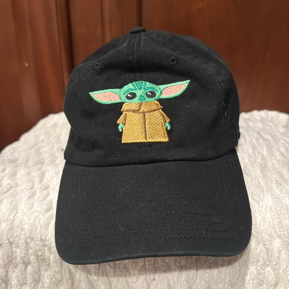 Star Wars black cotton Baby Yoda adjustable ball cap/hat